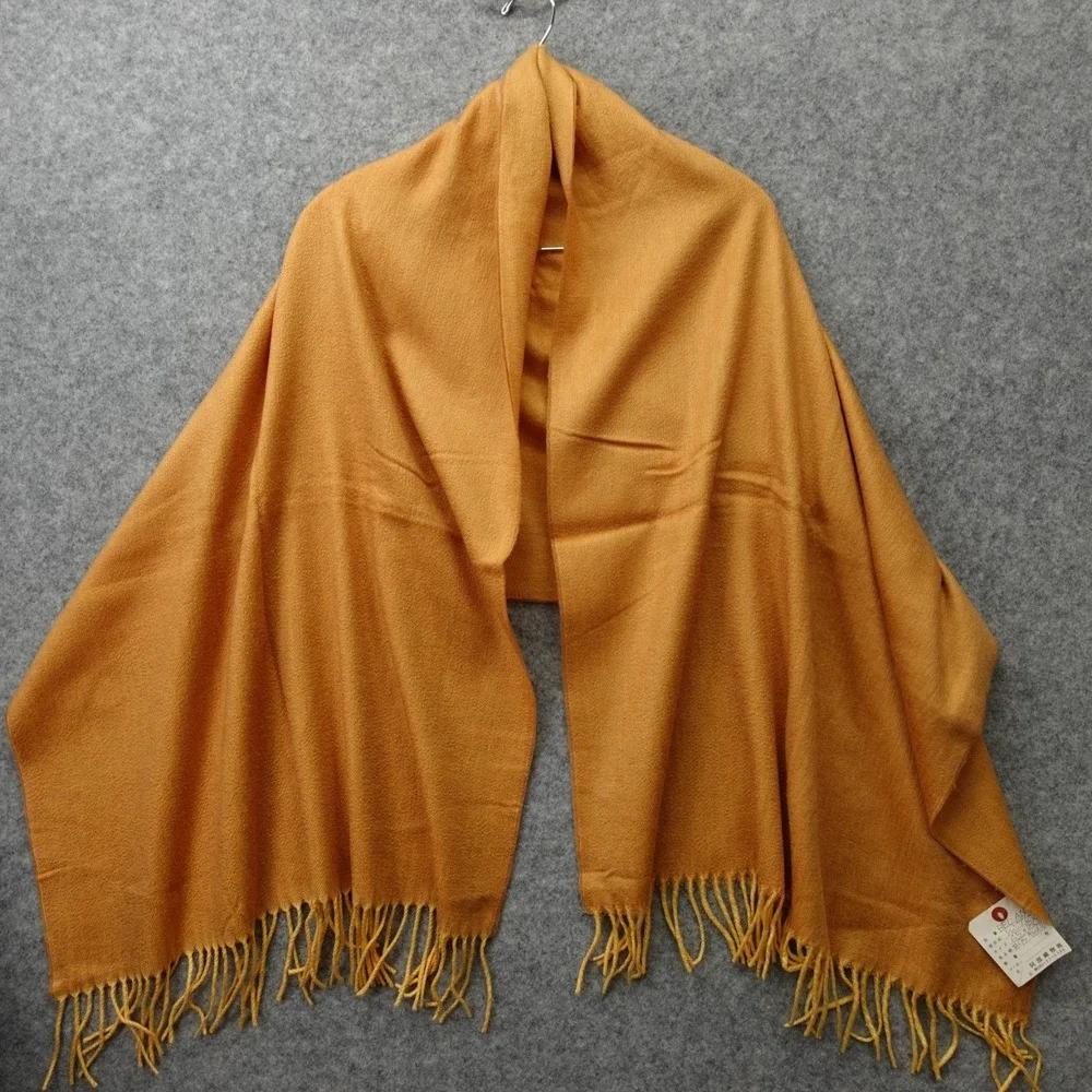 Cashmere Silk Shawl Wrap Womens Camel‎ Solid Oversized Scarf Winter Fringe 25x70